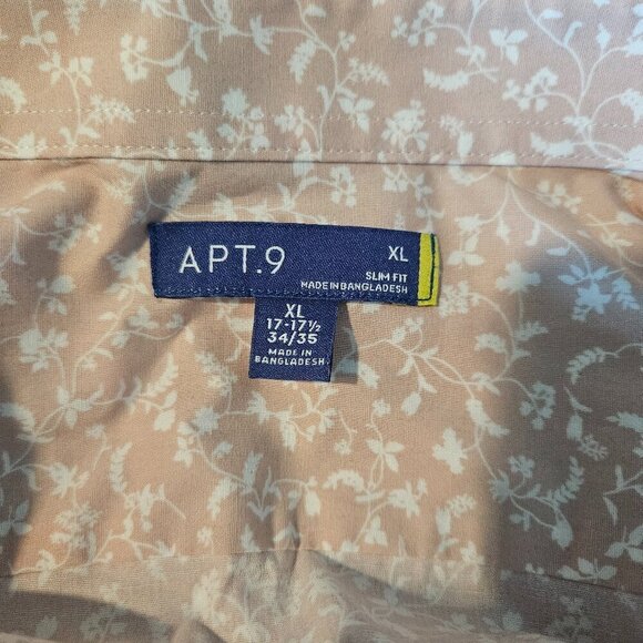 Apt.9 slim, fit light rose  flowered shirt, size 17-17.5/   34/35 NWOT - Picture 6 of 8